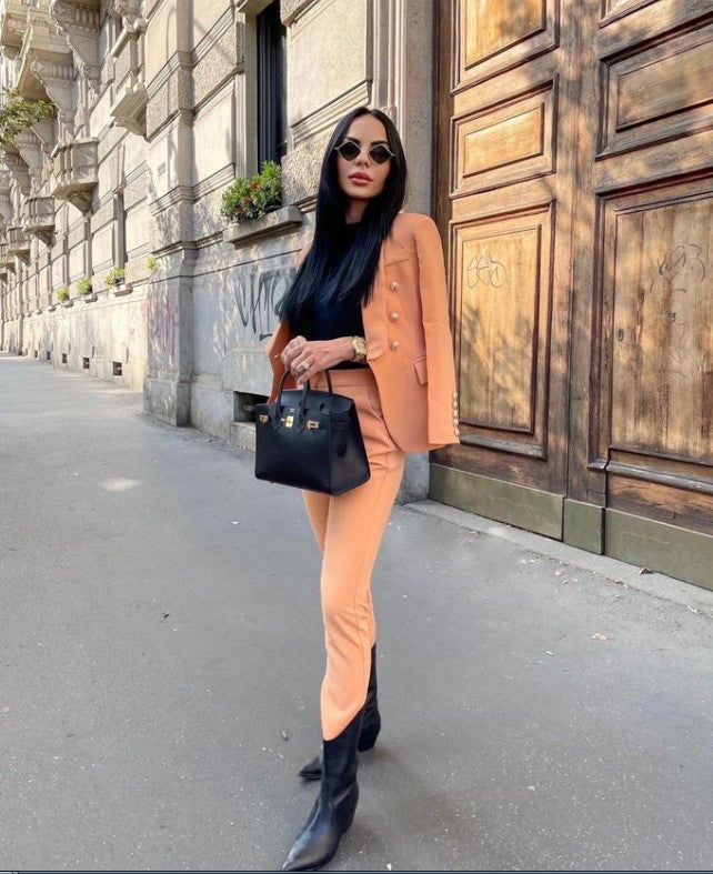 Professional Deep V-Neck Suit Jacket & Pant Sets