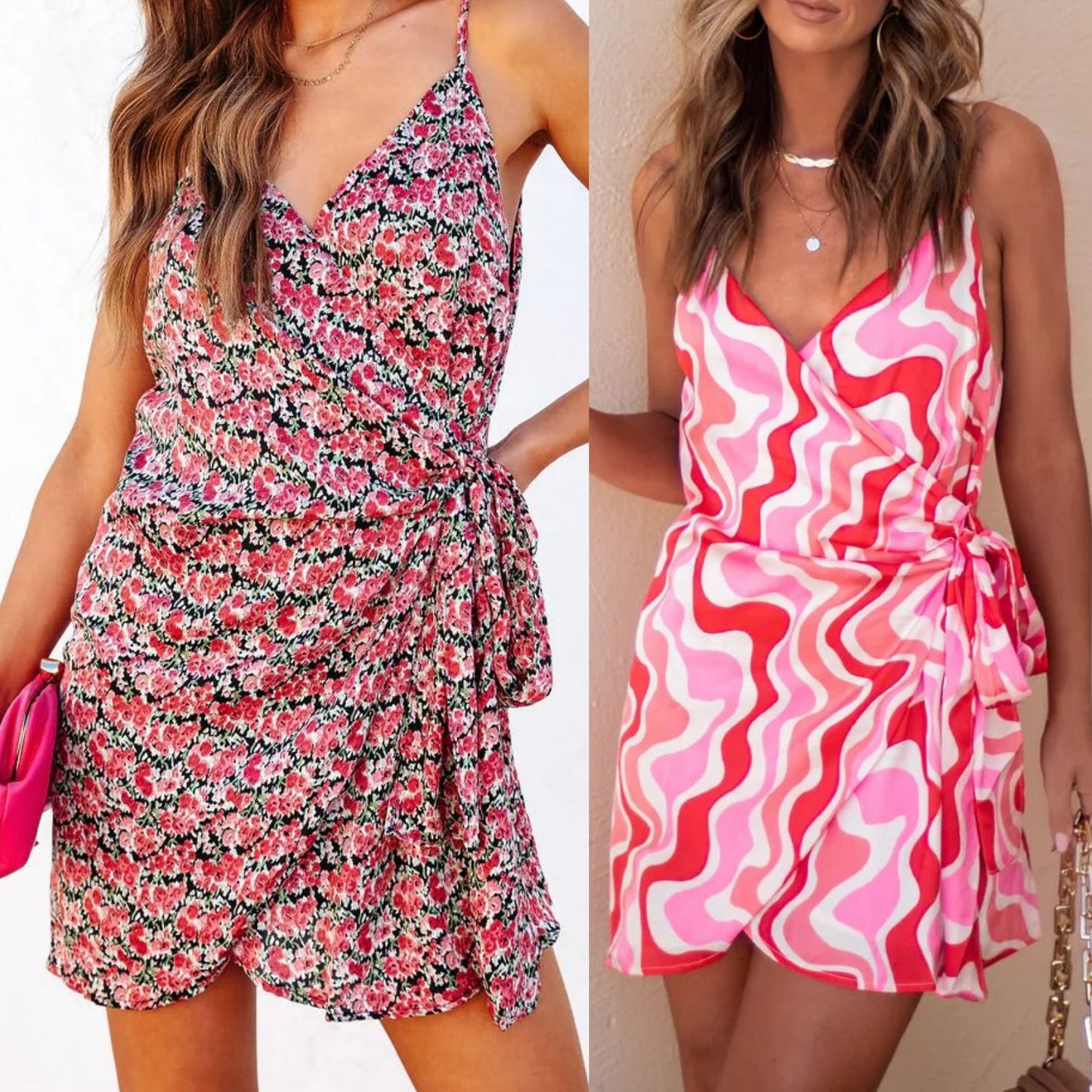 Street Printed Suspender Sleeveless V-neck Dress CD209