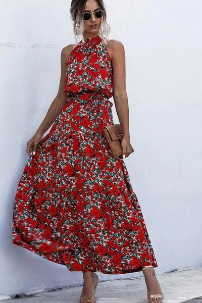 Crewneck Sleeveless High-rise Floral Dress CD336