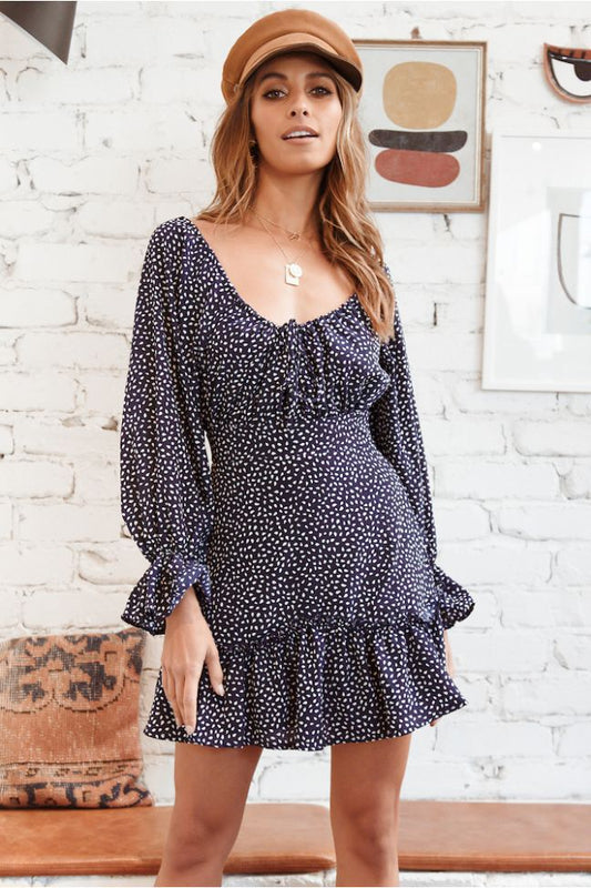 Chiffon Print Floral Ruffled Dress CD364