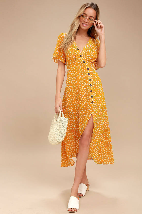 V-neck Short Sleeved Floral Irregular Dress CD385