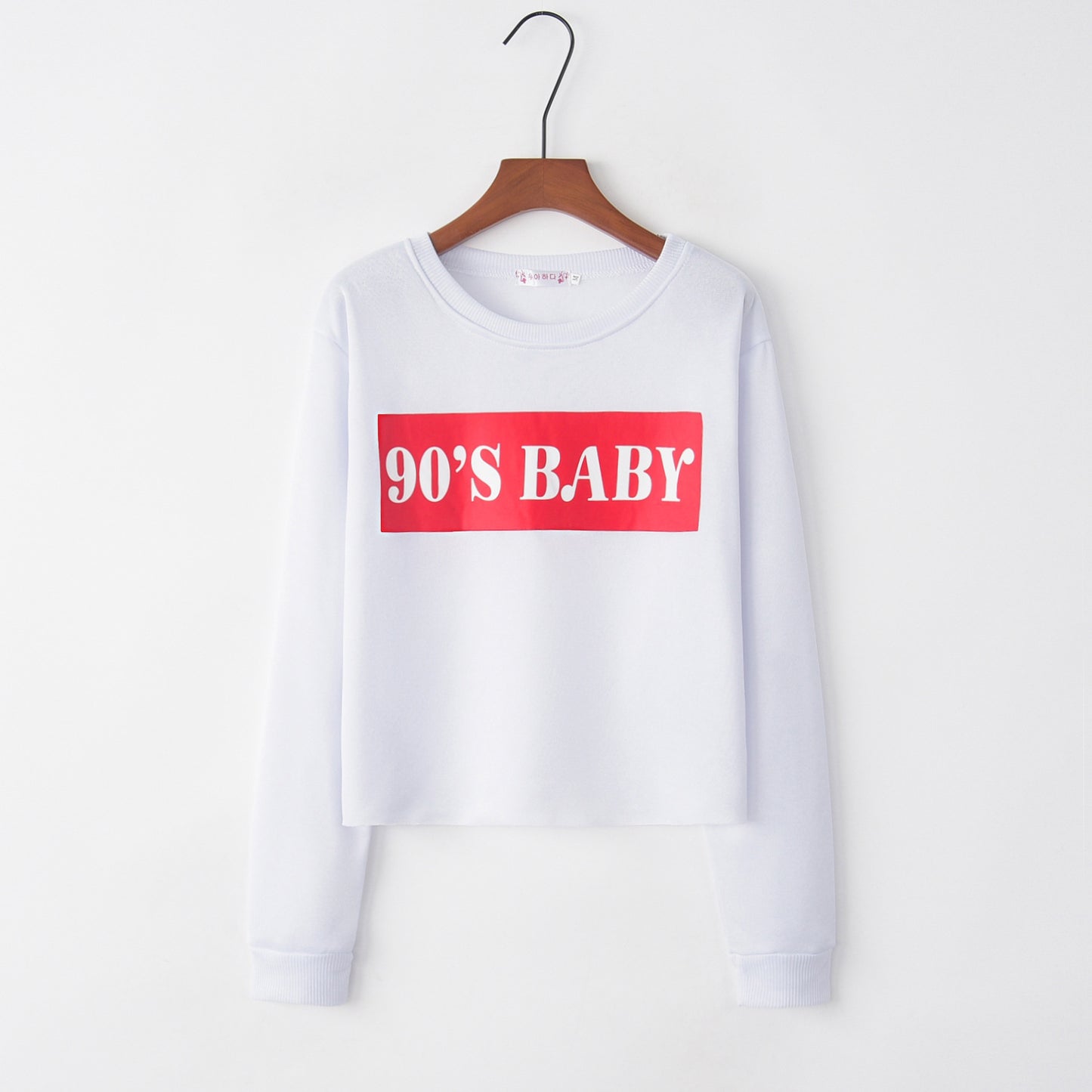 Letter Printed Long Sleeved Round Neck Sweater CD397