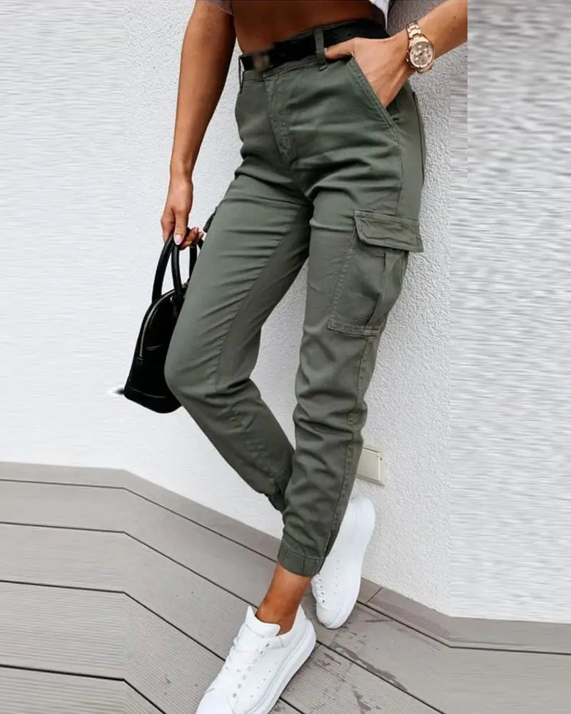 Pocket Design High Waist Cargo Pants