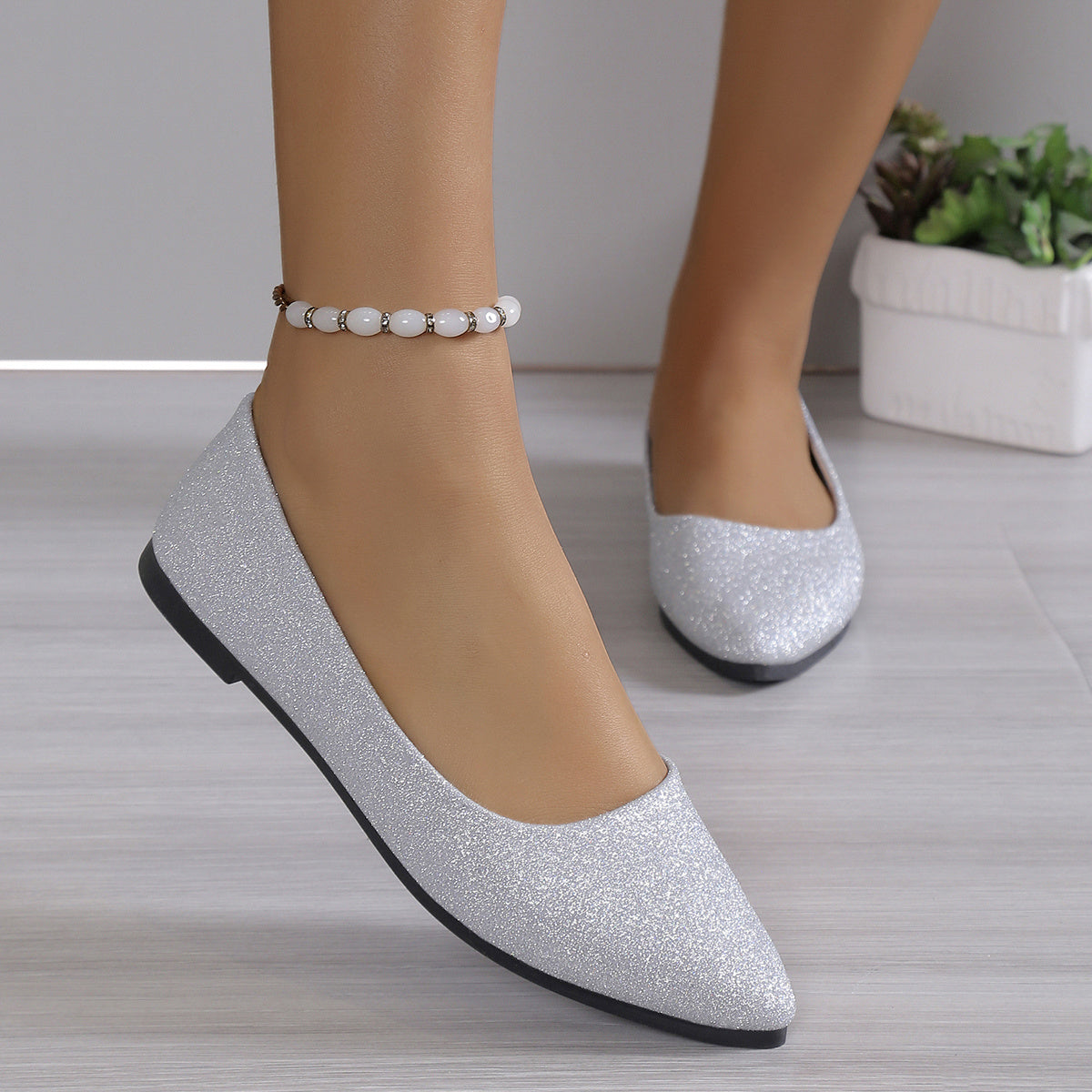 Women's Bling Ballet Flats Pointed Toe Dress Flats CD433