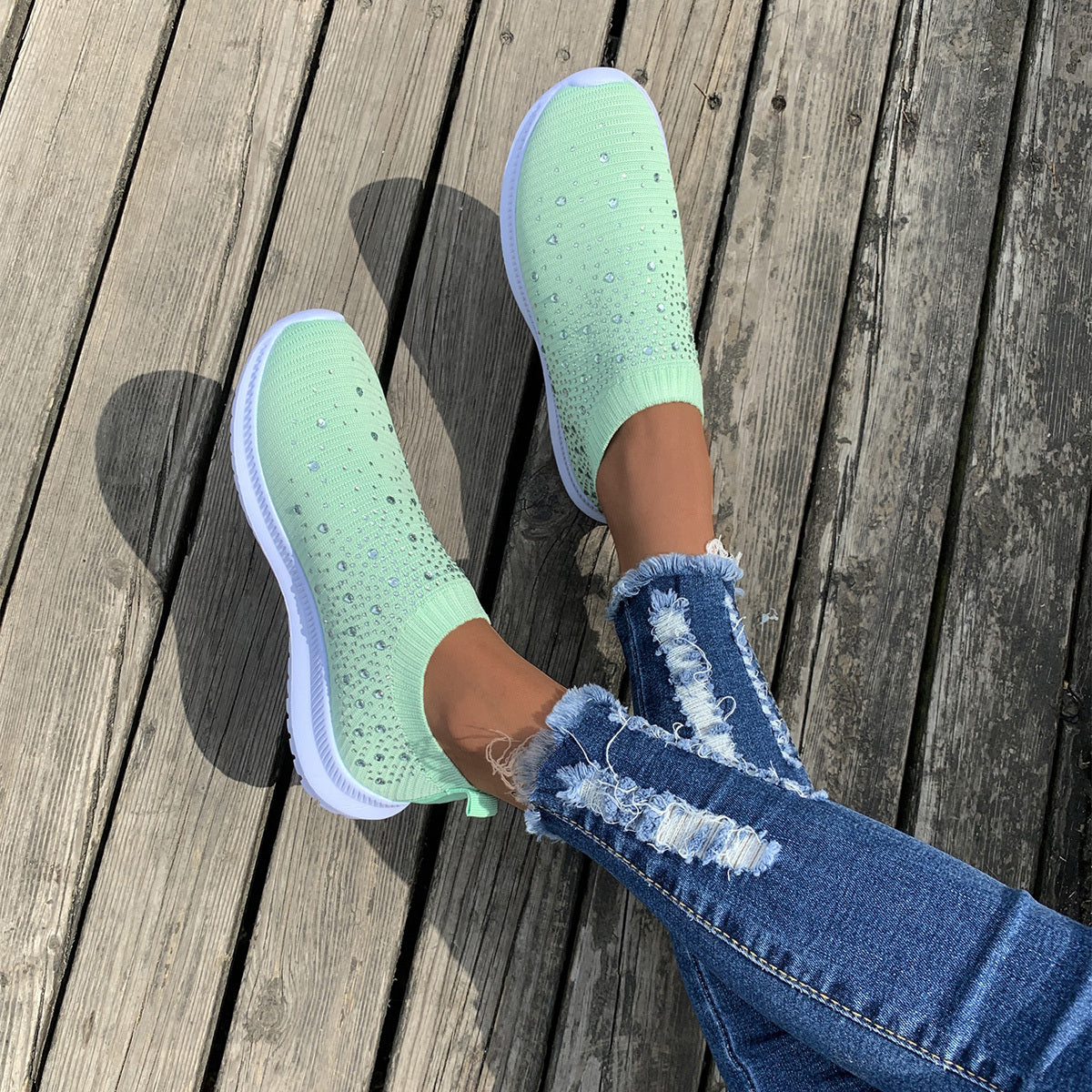 Women's Colorblock Mesh Platform Breathable Sneakers CD418