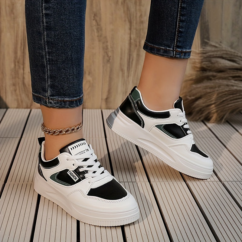 Women's Letter Patch ColorBlock Skate Low Top Sneakers CD416