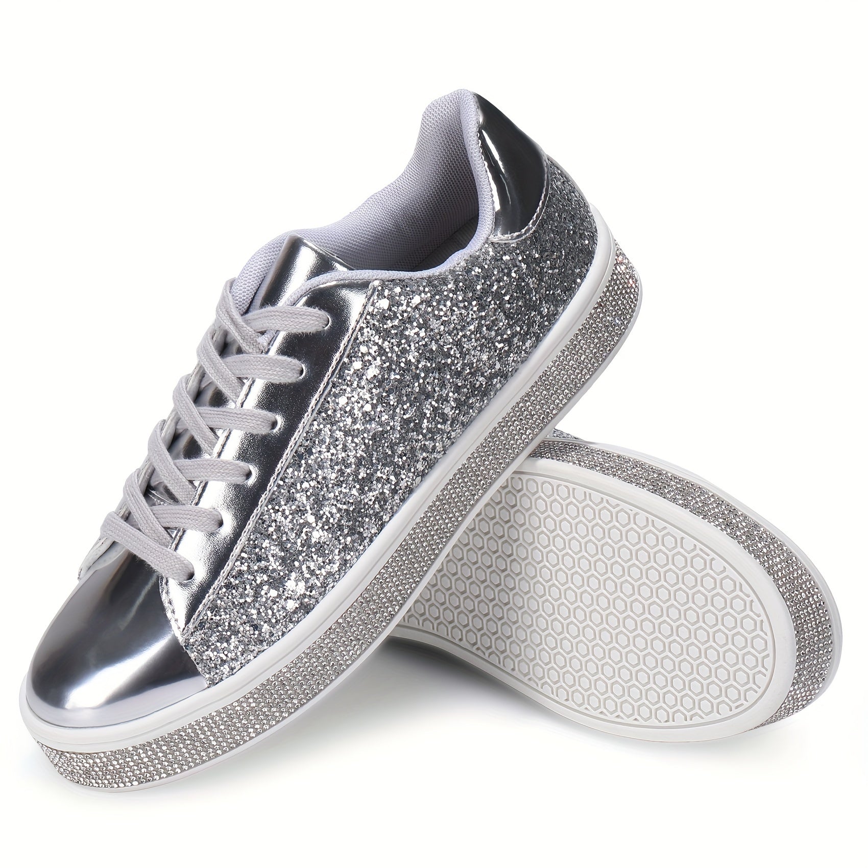 Women's Glitter Sequins Comfy Low Top Sneakers CD410