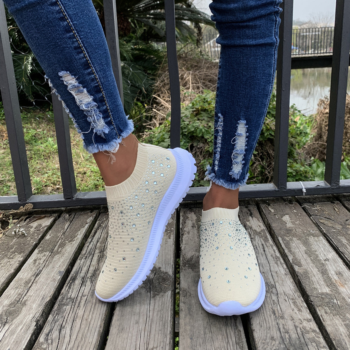 Women's Colorblock Mesh Platform Breathable Sneakers CD418