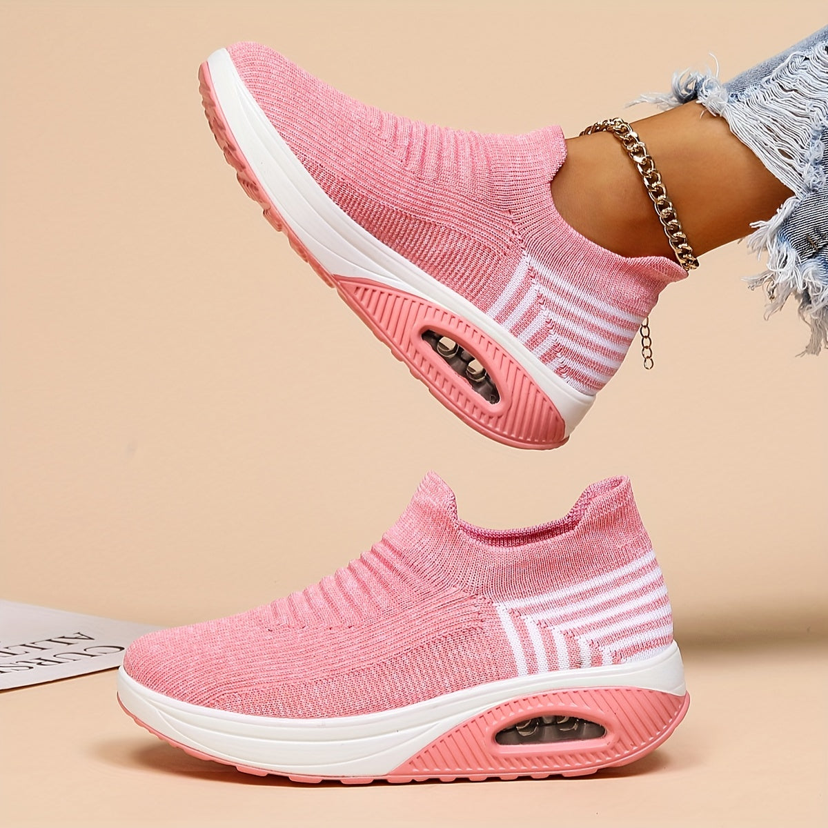 Women's Air Cushion Breathable Low Top Slip On Sneakers CD414