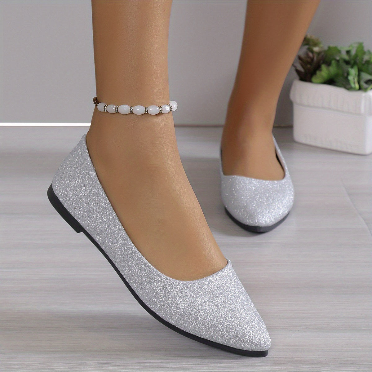 Women's Bling Ballet Flats Pointed Toe Dress Flats CD433