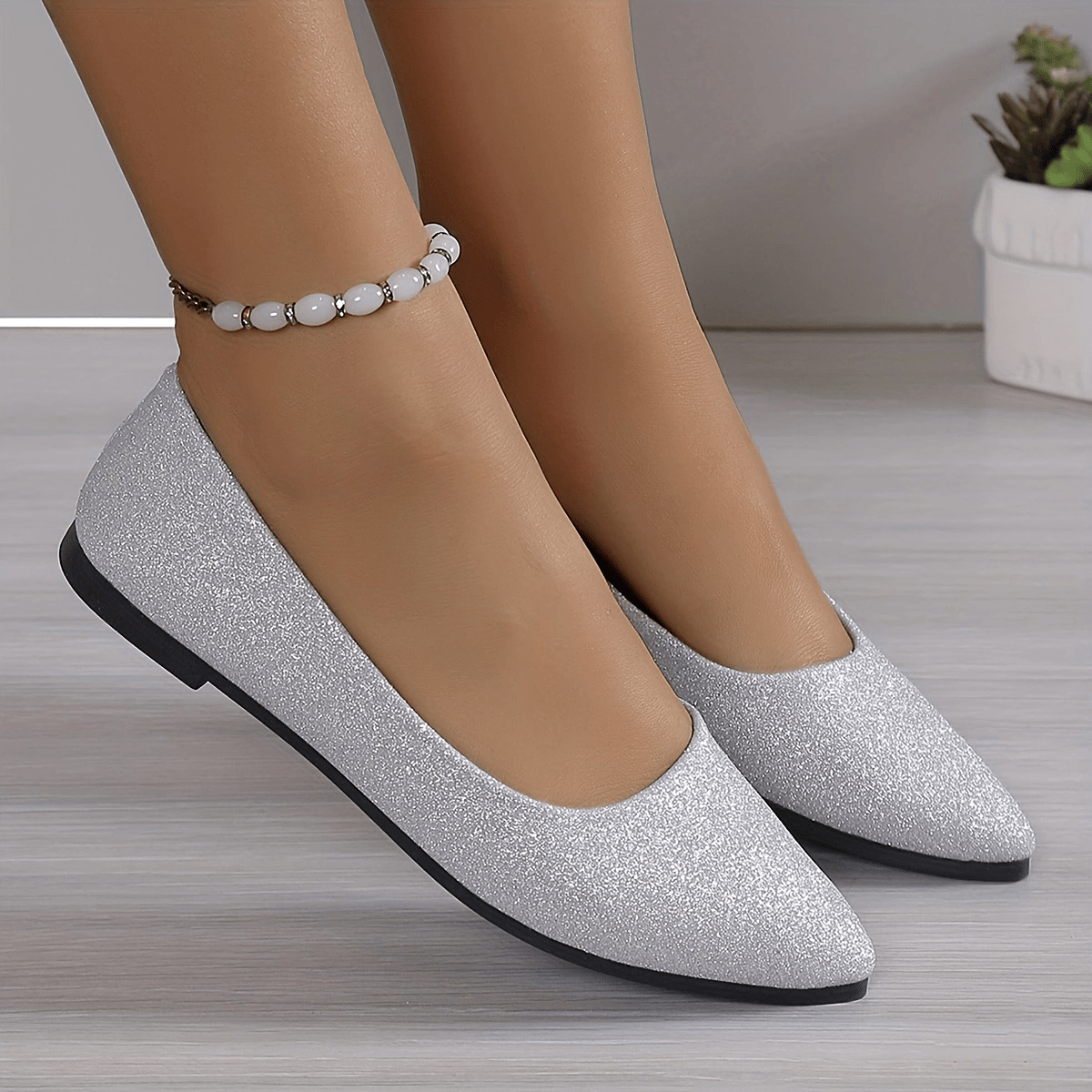 Women's Bling Ballet Flats Pointed Toe Dress Flats CD433