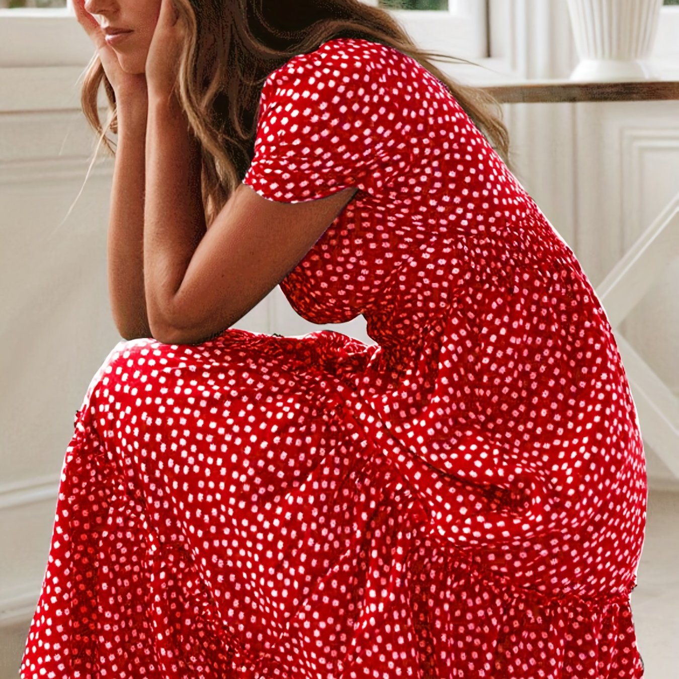 Floral Print Boho Puff Sleeve Tiered Flowy Maxi Dress CD196