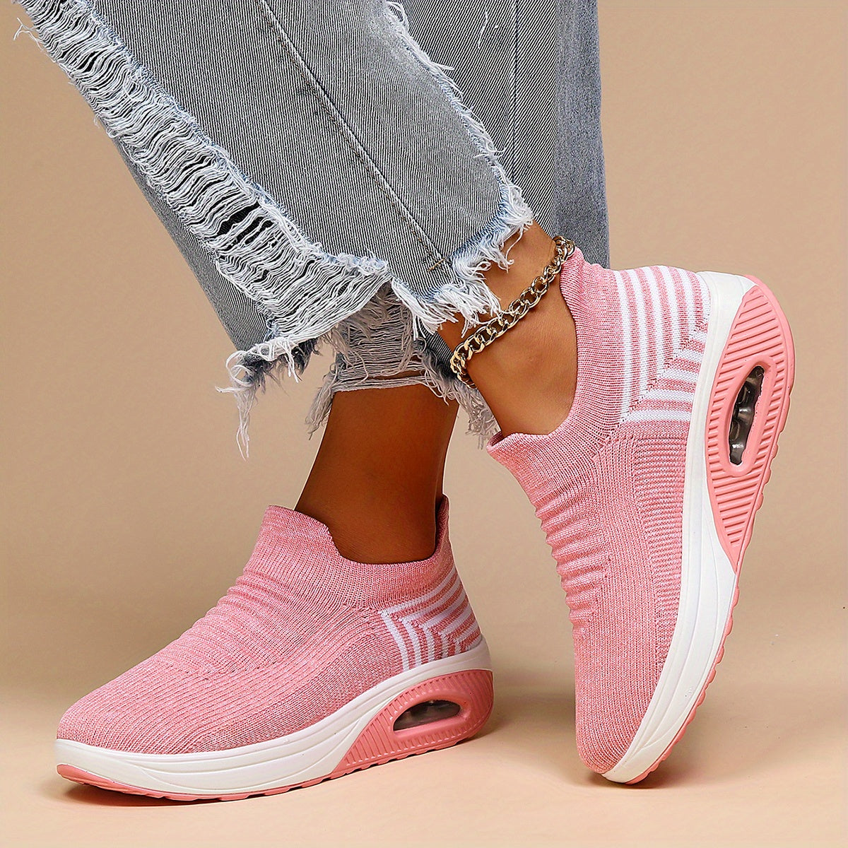 Women's Air Cushion Breathable Low Top Slip On Sneakers CD414