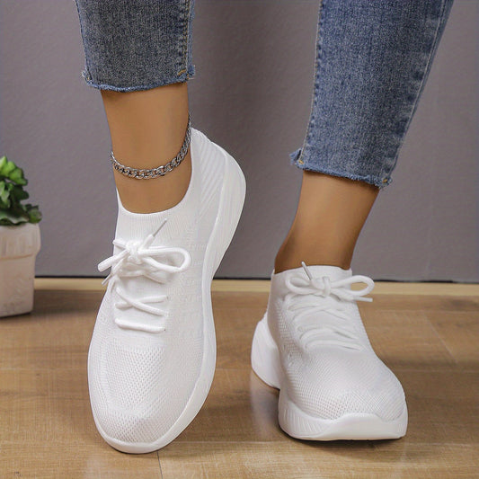 Women's Leisure Knit Lace Up Low Top Sport Sneakers CD424