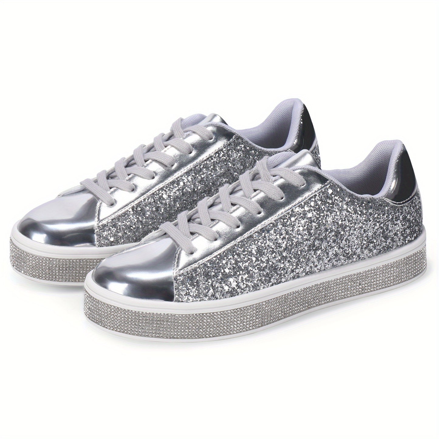 Women's Glitter Sequins Comfy Low Top Sneakers CD410