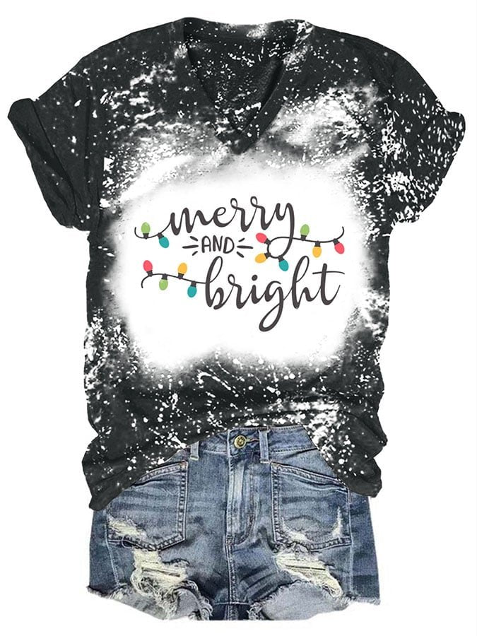 Christmas Fashion Tie Dye Print Short Sleeve T-Shirt