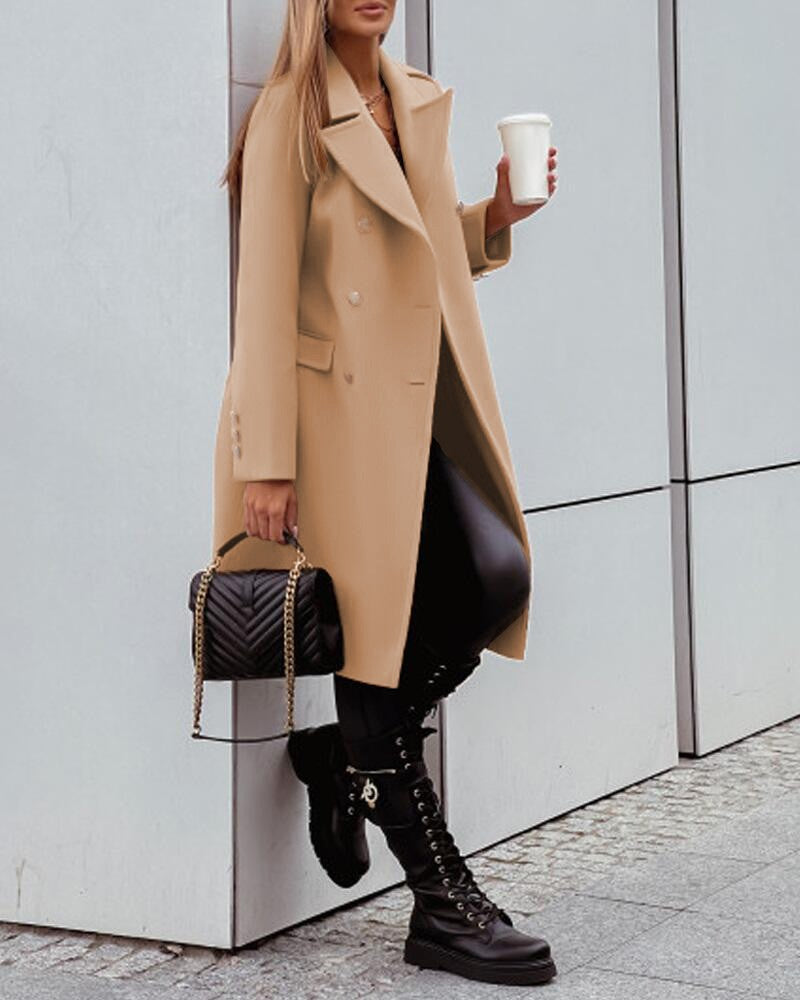 Women's Fashion Long Sleeve Double Breasted Overcoat