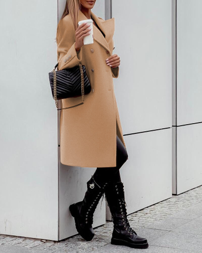 Women's Fashion Long Sleeve Double Breasted Overcoat
