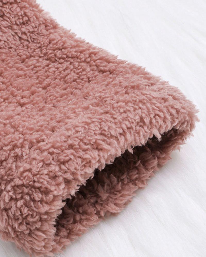 Long Sleeve Button Design 3D Cat Hooded Teddy Coat