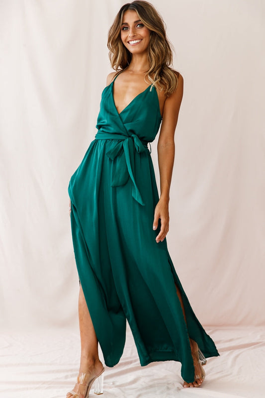 Charlotte Wide-Leg Cami Jumpsuit Forest Green