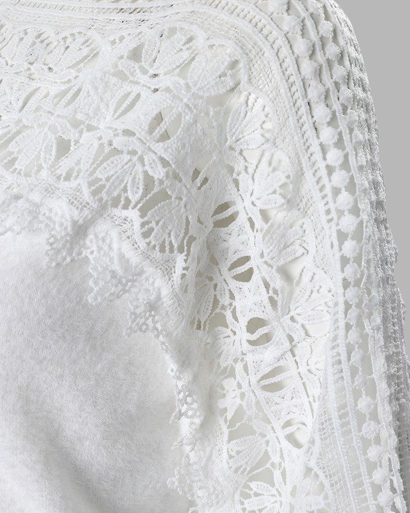 Women's Stylish Guipure Lace Lantern Sleeve Sweater