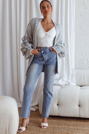 MOSCOW CHUNKY KNIT OVERSIZED CARDIGAN OATMEAL