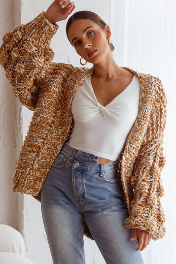 MOSCOW CHUNKY KNIT OVERSIZED CARDIGAN OATMEAL