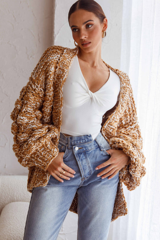 MOSCOW CHUNKY KNIT OVERSIZED CARDIGAN OATMEAL
