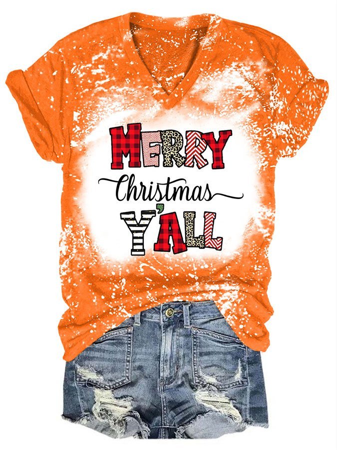 Merry Christmas Tie-Dye Print Short-Sleeve T-Shirt