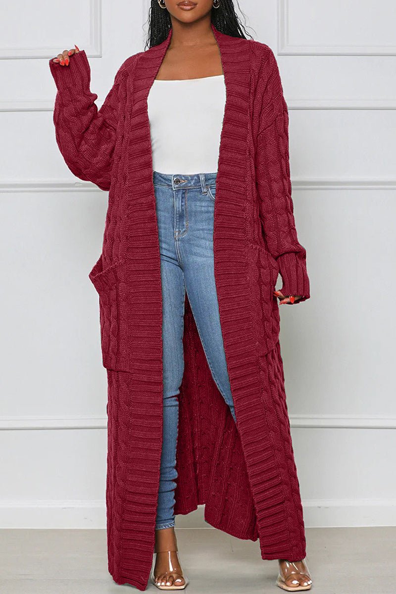 Women's Stylish Solid Color Knitted Sweater Coat