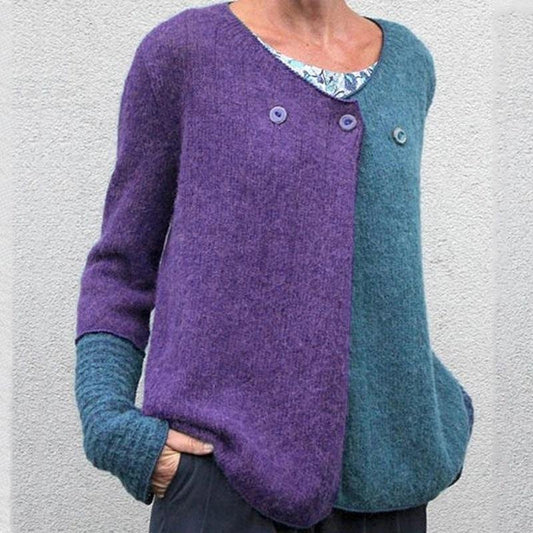 Women's Stylish Casual Contrast Color Loose Knit Sweater