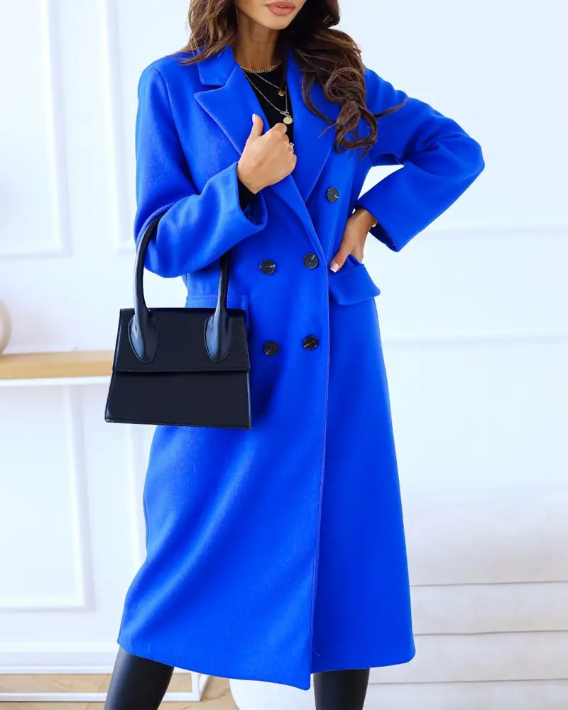 Women's Fashion Long Sleeve Double Breasted Overcoat