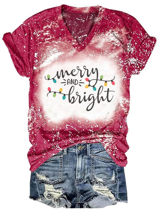 Christmas Fashion Tie Dye Print Short Sleeve T-Shirt