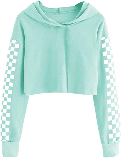 Cute Plaid Long Sleeve Hoodies Sweatshirts Girls