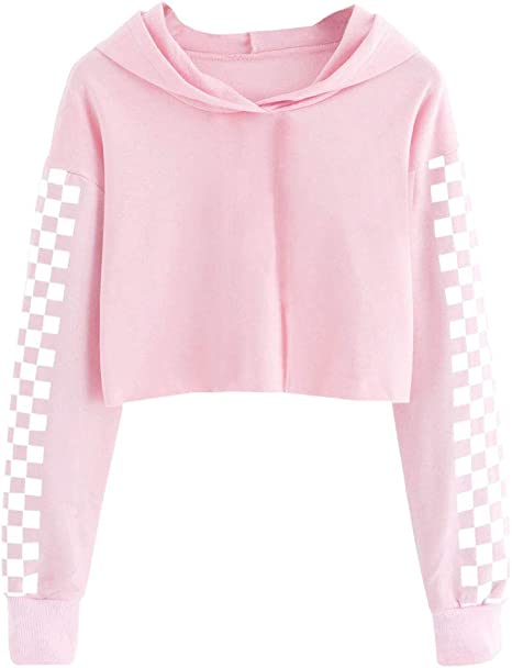 Cute Plaid Long Sleeve Hoodies Sweatshirts Girls