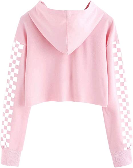 Cute Plaid Long Sleeve Hoodies Sweatshirts Girls