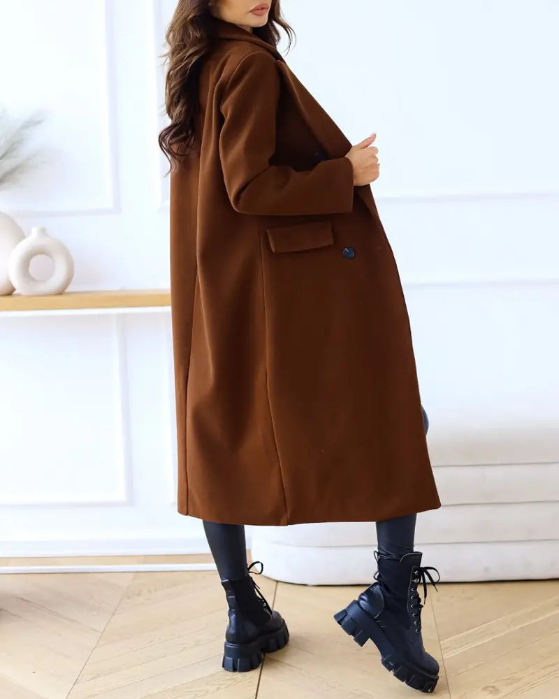 Women's Fashion Long Sleeve Double Breasted Overcoat