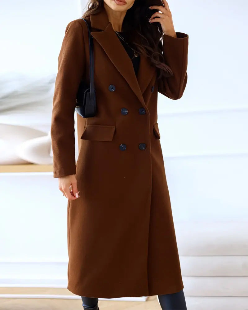 Women's Fashion Long Sleeve Double Breasted Overcoat