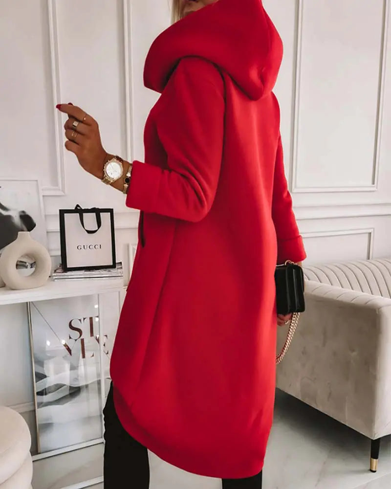 High Neck Long Sleeve Sweatshirt Casual Dress