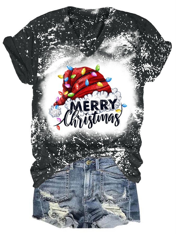 Christmas Fashion Tie Dye Print Short Sleeve T-Shirt