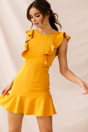 Charlotte Jackie Wide Ruffle Hem Pinafore Dress Graduation Dress