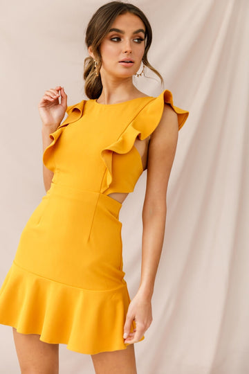 Charlotte Jackie Wide Ruffle Hem Pinafore Dress Graduation Dress