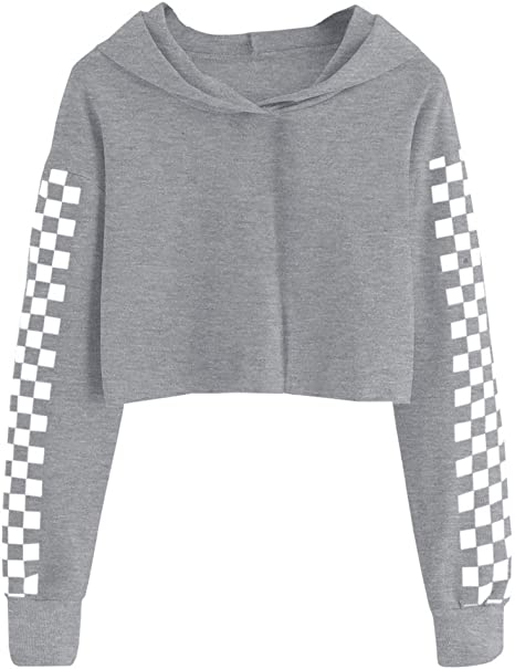 Cute Plaid Long Sleeve Hoodies Sweatshirts Girls
