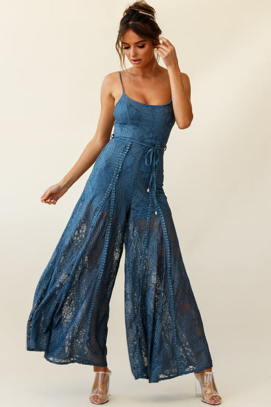 Charlotte Spring Lace Jumpsuit Midnight Blue