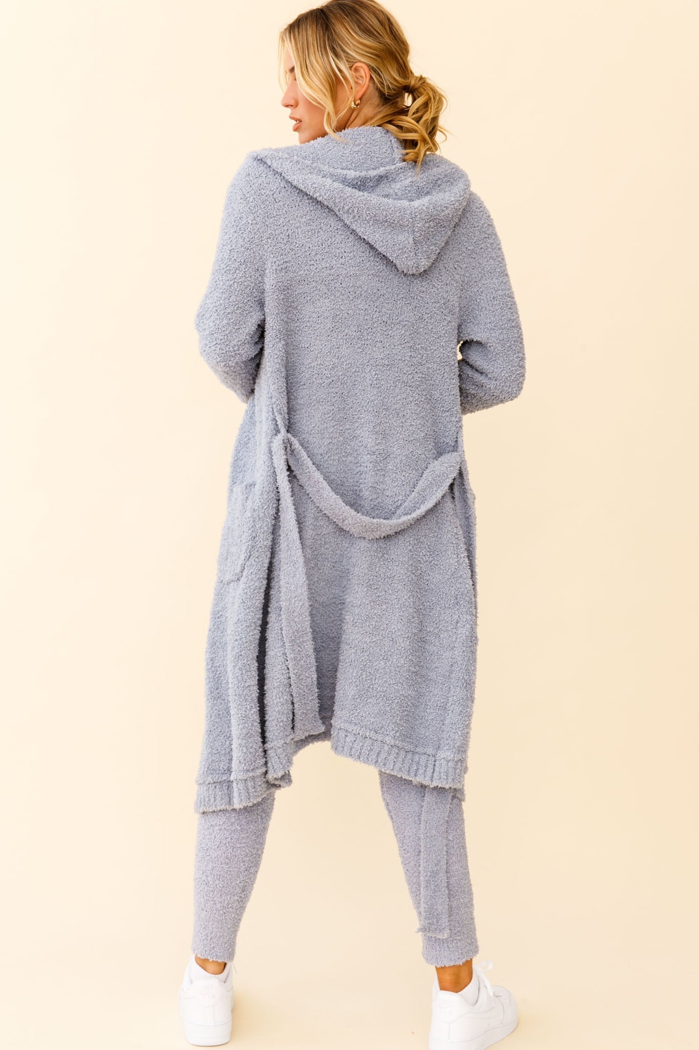 Charlotte FUZZY KNIT LONGLINE POCKET CARDIGAN ROSE