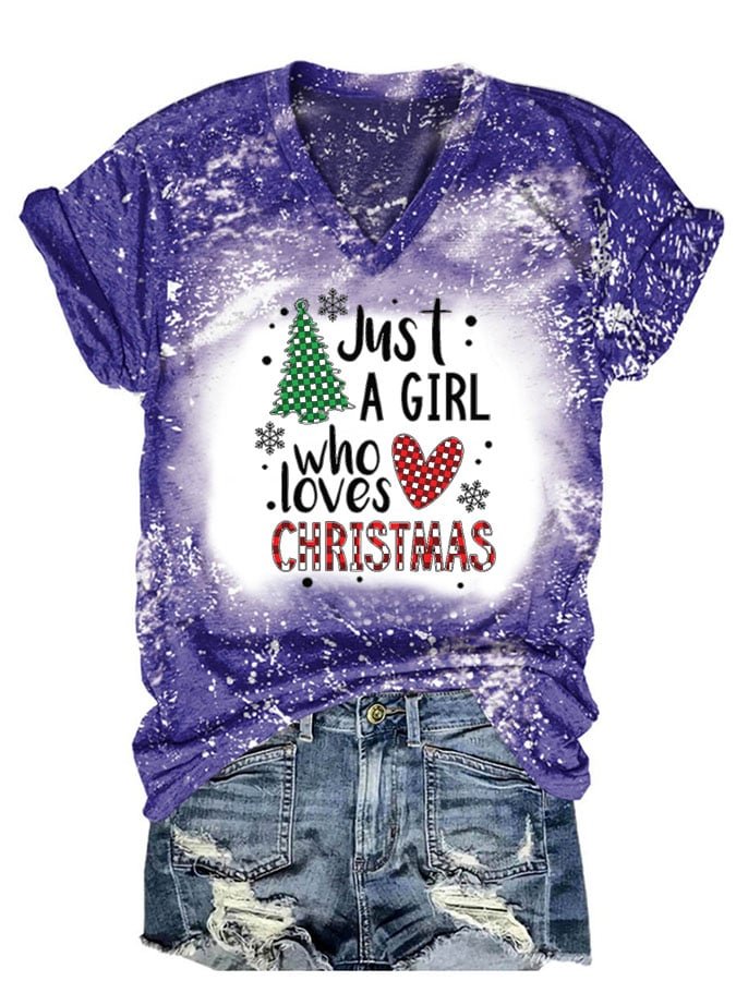 Christmas Fashion Tie Dye Print Short Sleeve T-Shirt