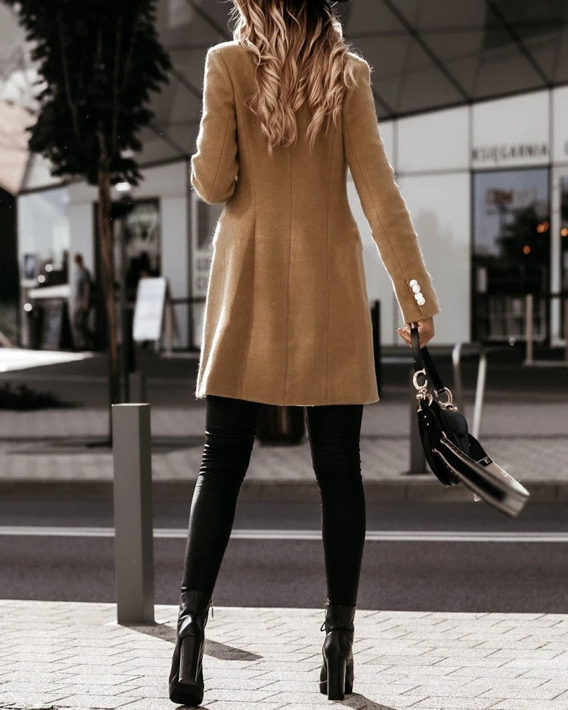 Women's Fashion Long Sleeve Double Breasted Overcoat