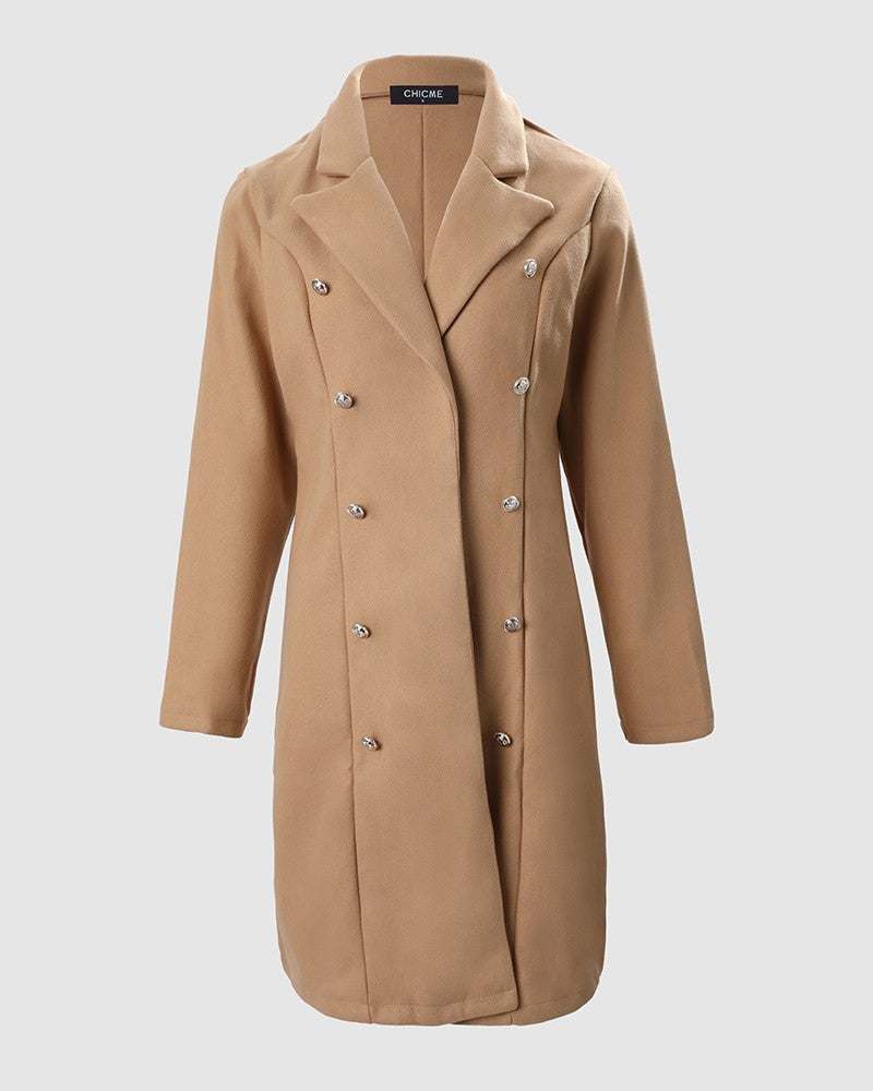 Women's Fashion Long Sleeve Double Breasted Overcoat