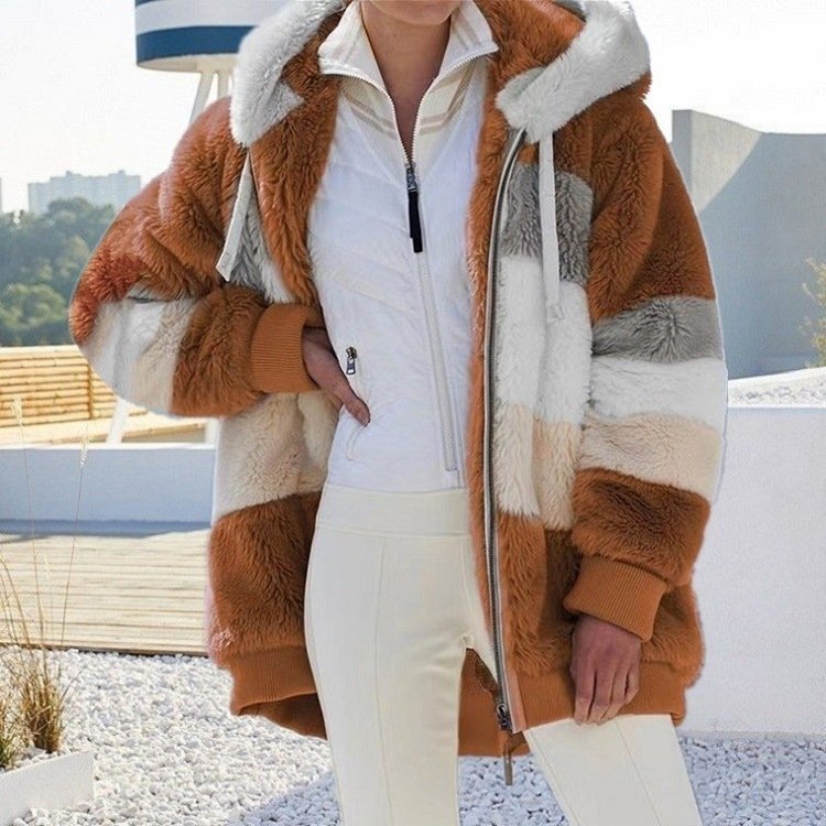 Women's Stylish Plush Faux Fur Coat Oversized Fit