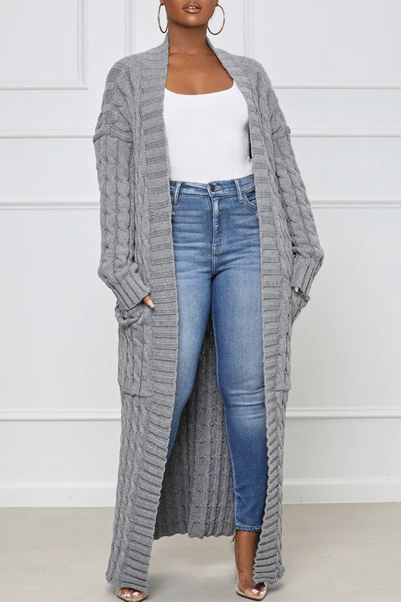 Women's Stylish Solid Color Knitted Sweater Coat